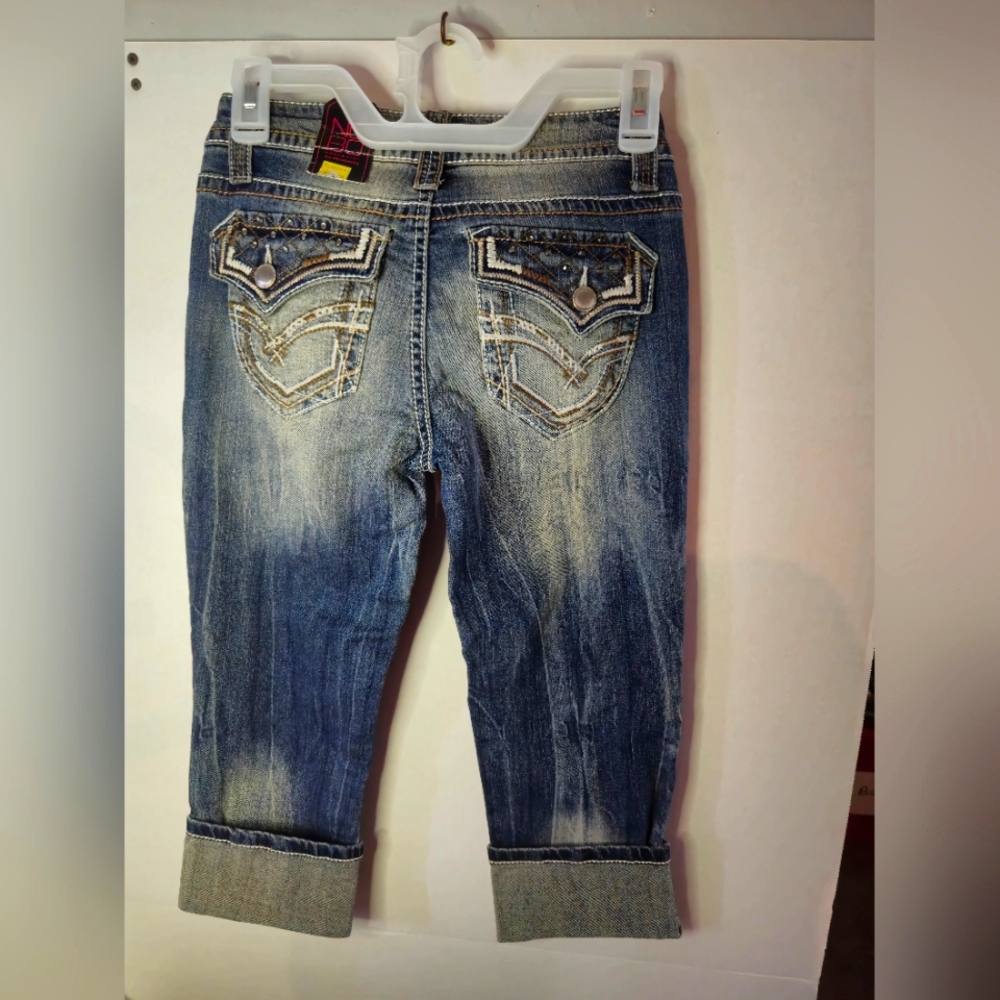 NO BOUNDARIES JUNIOR GIRLS‎ FLAP POCKET CROP JEANS SIZE 1 - Picture 2 of 4